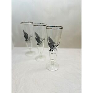 Vintage Federal Glass Canada Goose Pilsner Glasses Set 3 Silver Rim 8.5in